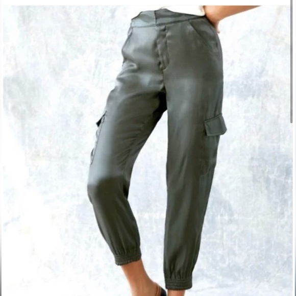 Anthropologie Pants - Anthropologie Silky Olive Green Joggers